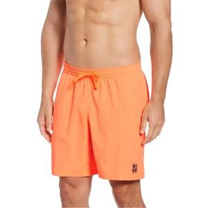 NIKE Solid Icon 7 Volley Swim Trunks Shorts Sz Small Atomic Orange Trunks AB1